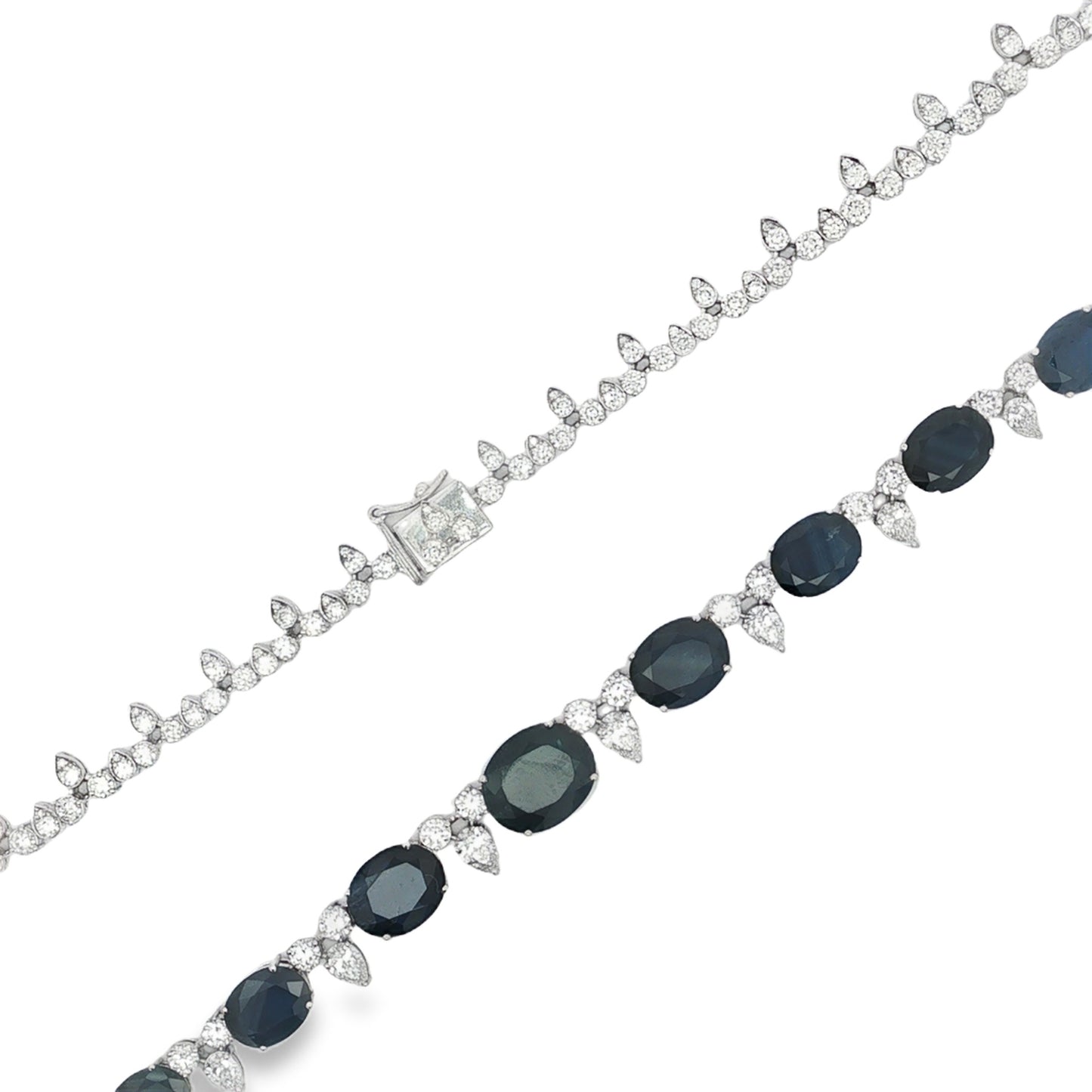 Jai's 18K White Gold Oval Sapphire & Pear-cut Diamond Necklace