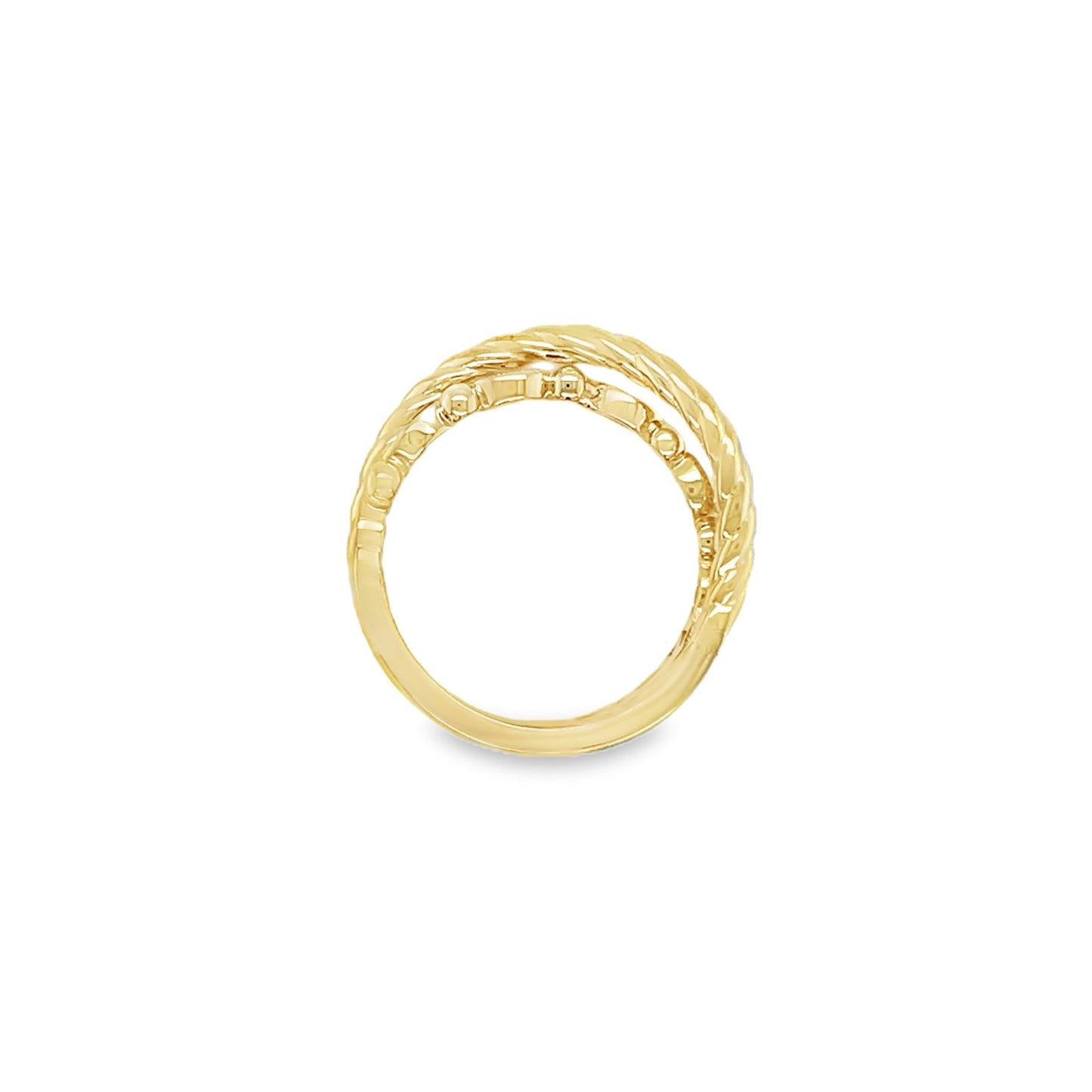 Jai's 14K Yellow Gold Sparkling Criss-cross Ring
