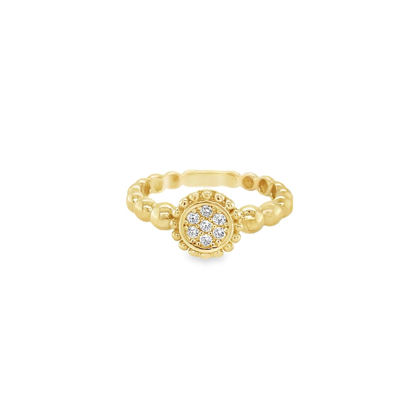 Jai's 14K Yellow Gold Sparkling Beaded Floral Ring