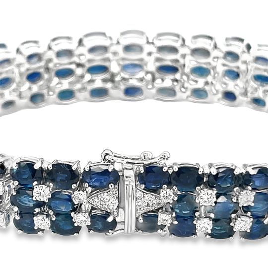 Jai's 18K White Gold Oval Sapphire & Diamond Bracelet
