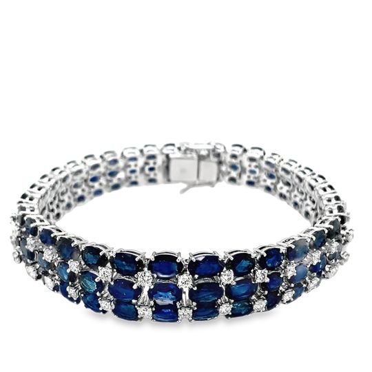 Jai's 18K White Gold Oval Sapphire & Diamond Bracelet