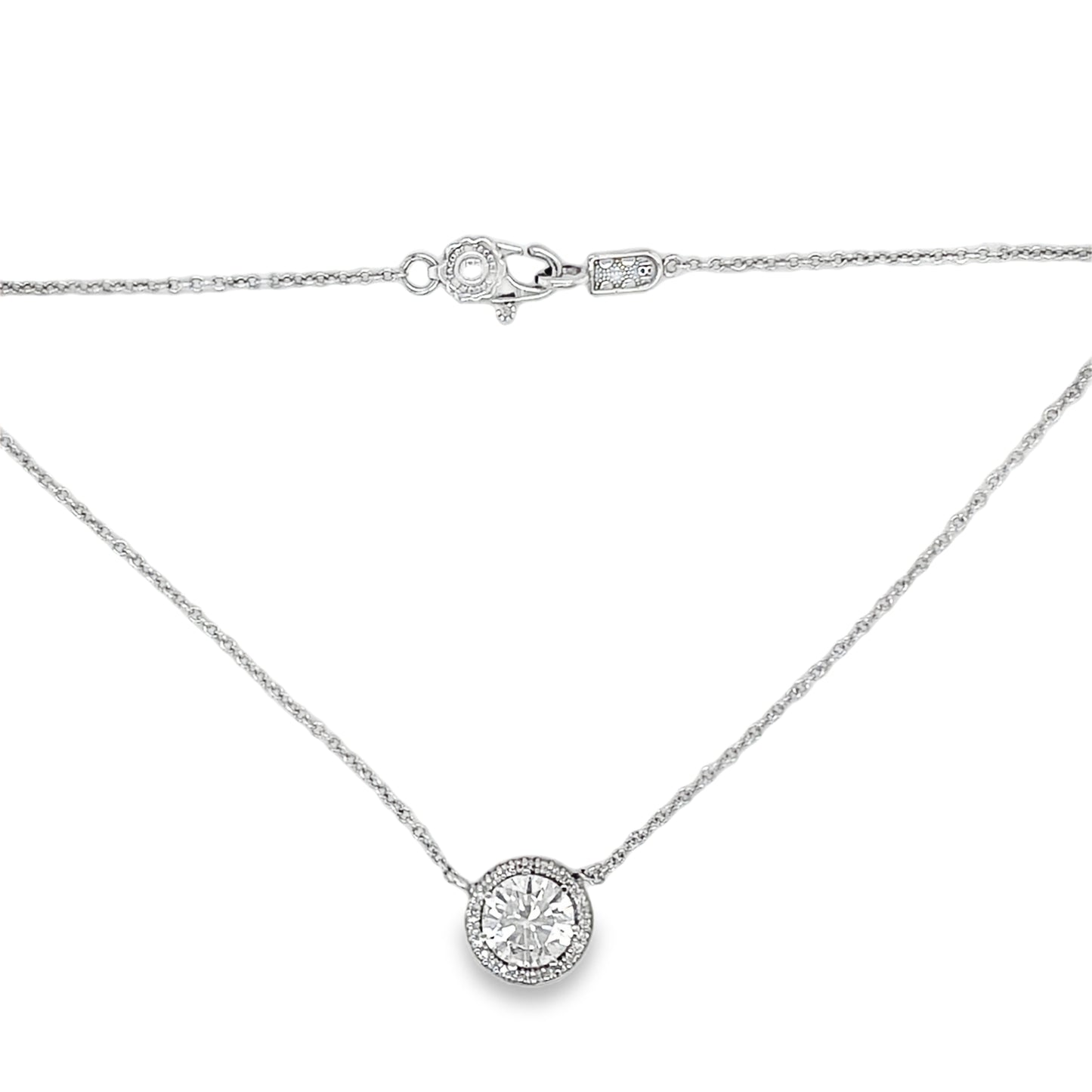 Tacori's 18K White Gold Diamond Halo Necklace - 16"