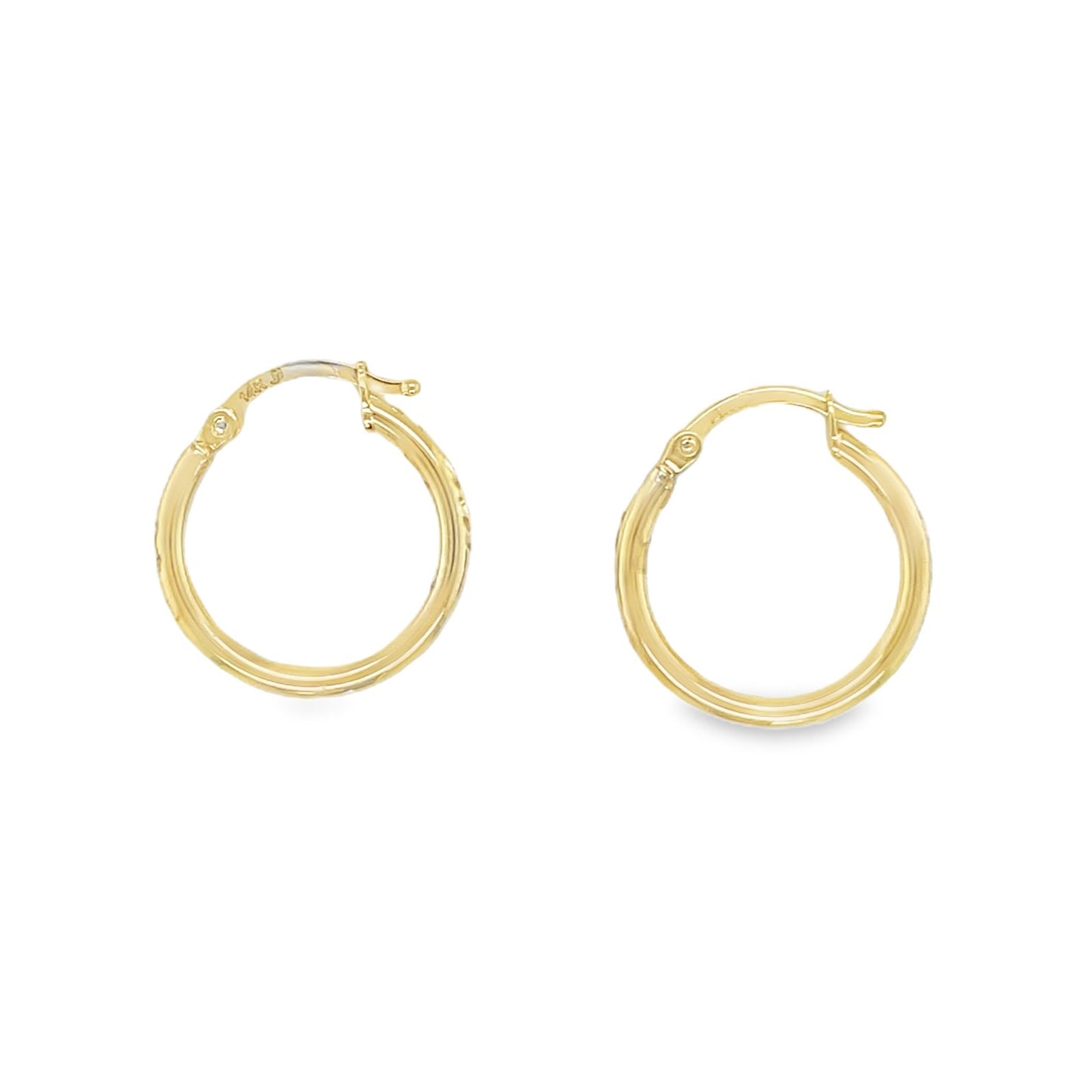 Jai's 14K Yellow Gold Engraved Hoops
