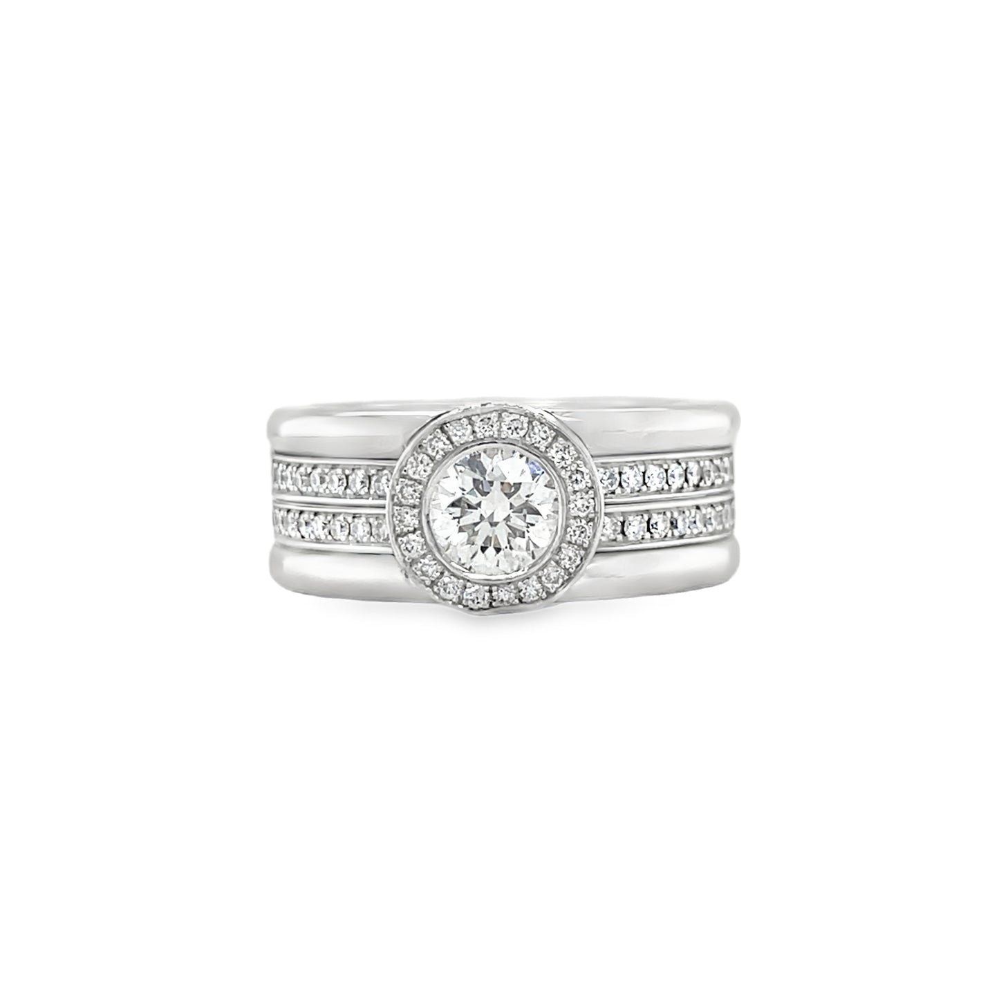Hans Krieger's 18K White Gold Wide Halo Diamond Ring