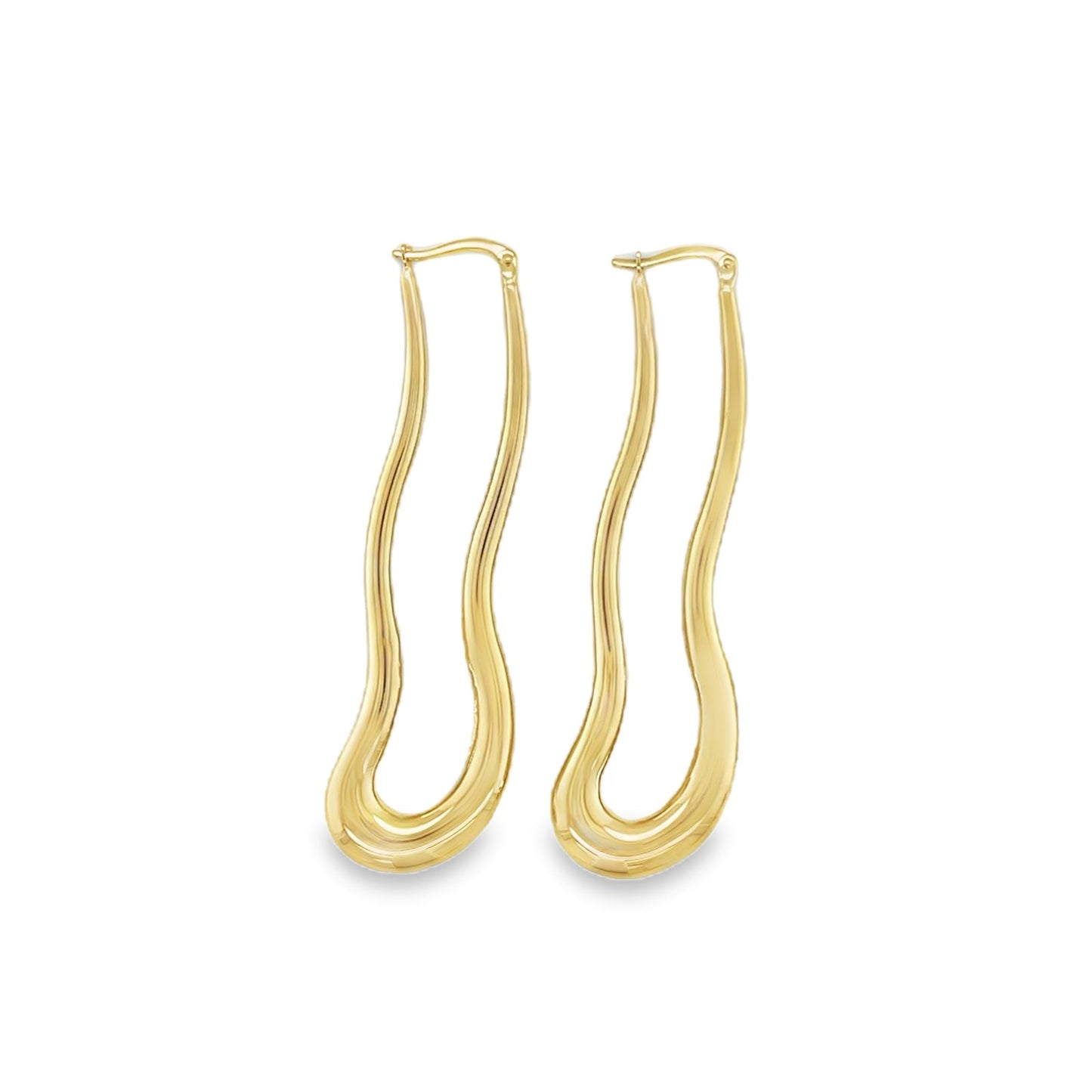 Jai's 14K Yellow Gold Elongated Wavy Hoops