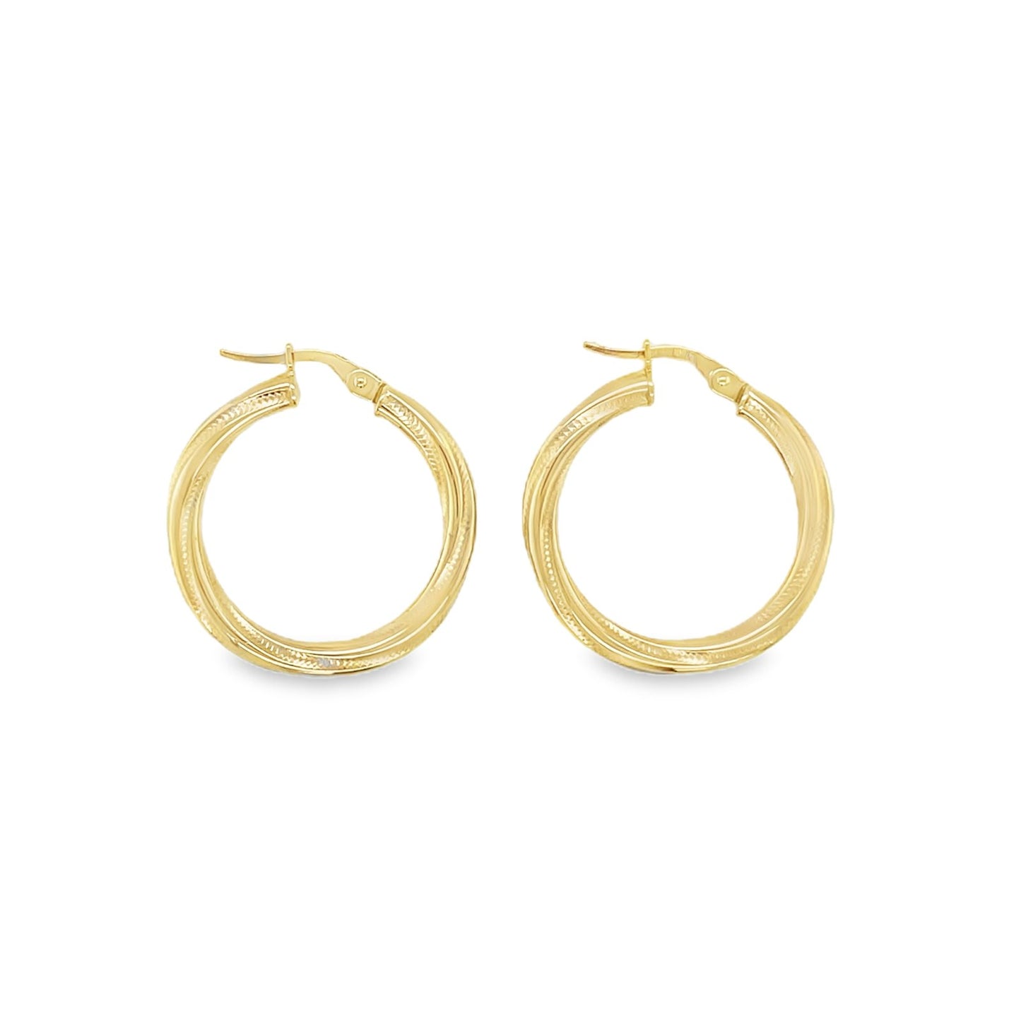 Jai's 14K Yellow Gold Engraved Twisted Hoops
