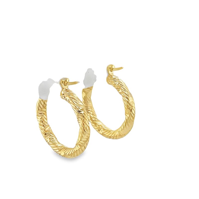 Jai's 14K Yellow Gold Twisted Textured Hoops