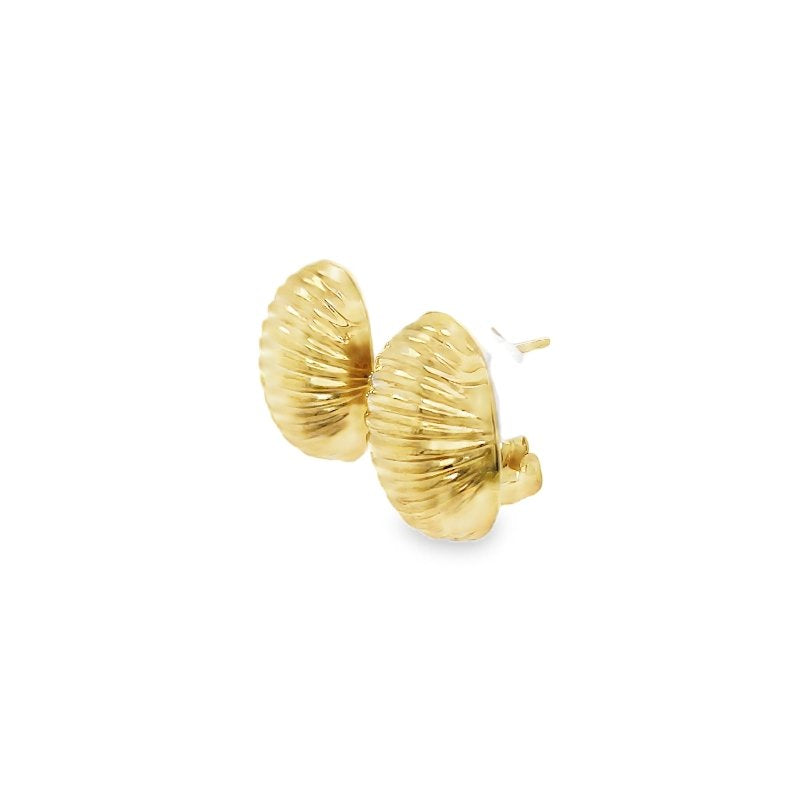 Jai's 14K Yellow Gold Ridged Oval Studs