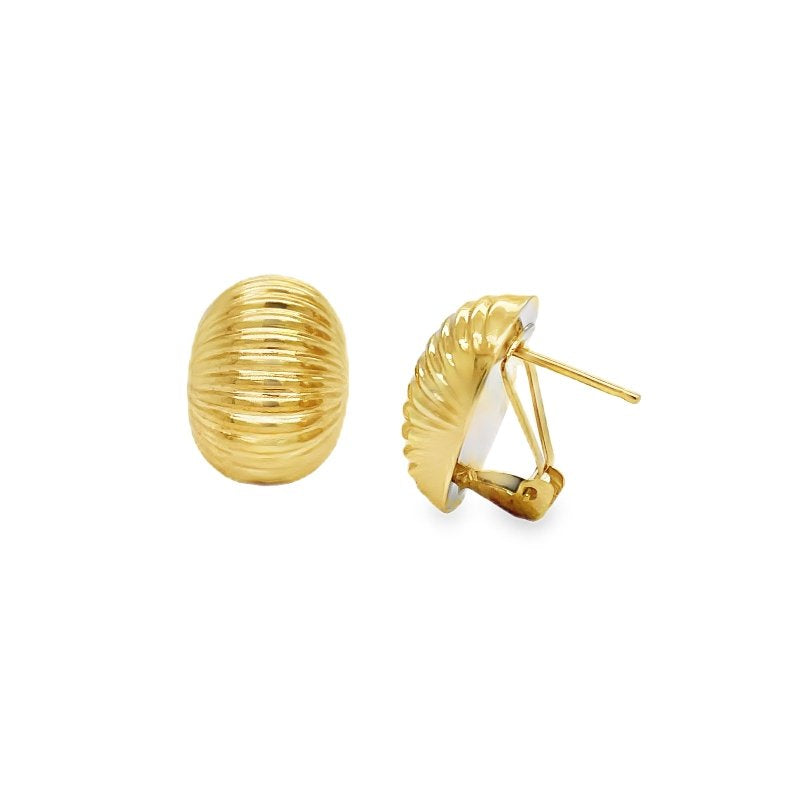Jai's 14K Yellow Gold Ridged Oval Studs