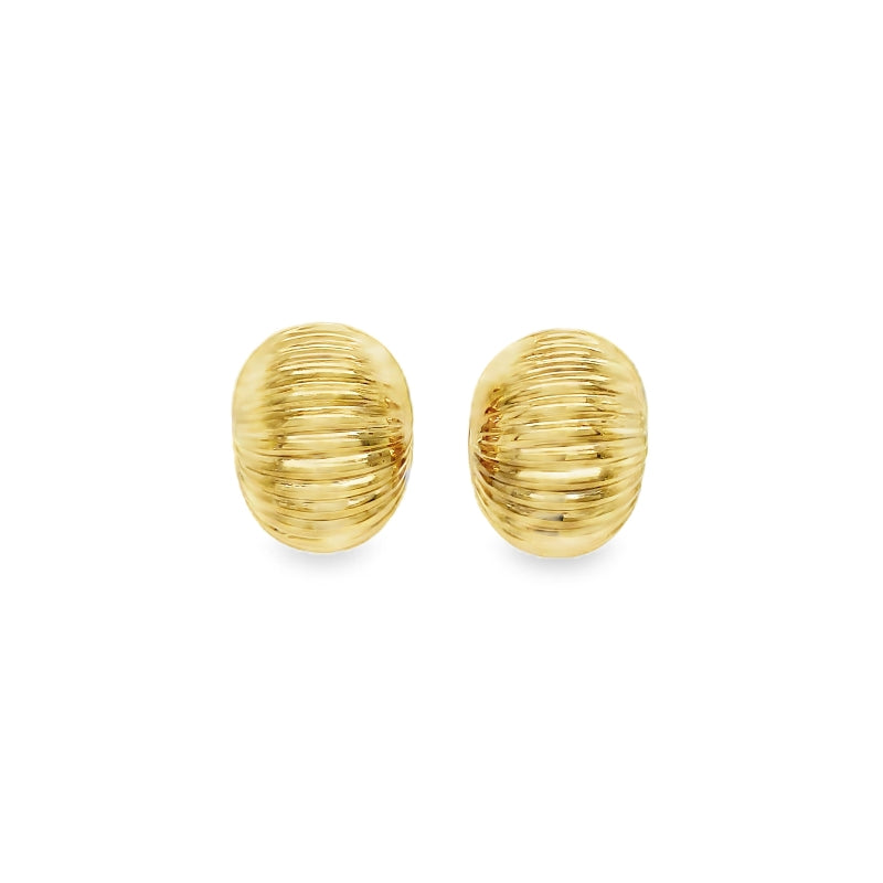 Jai's 14K Yellow Gold Ridged Oval Studs
