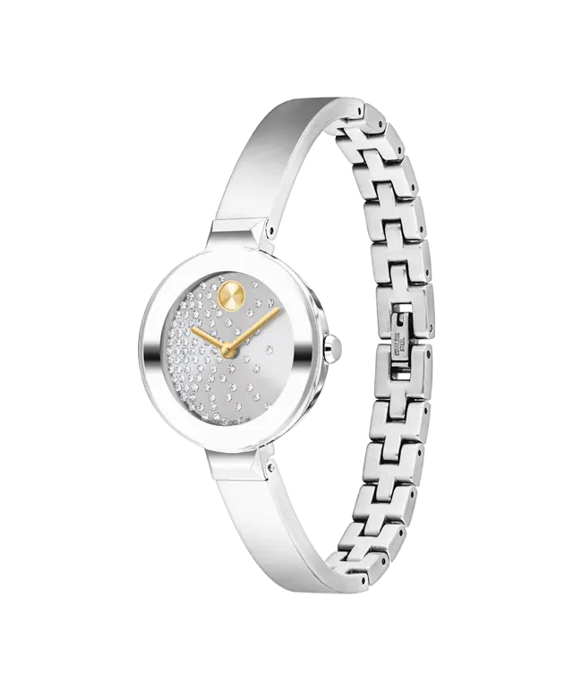Movado's BOLD Bangle with Metallic Dial & Crystals