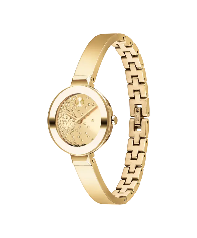 Movado's BOLD Bangle with Gold-tone Museum Dial & Crystals