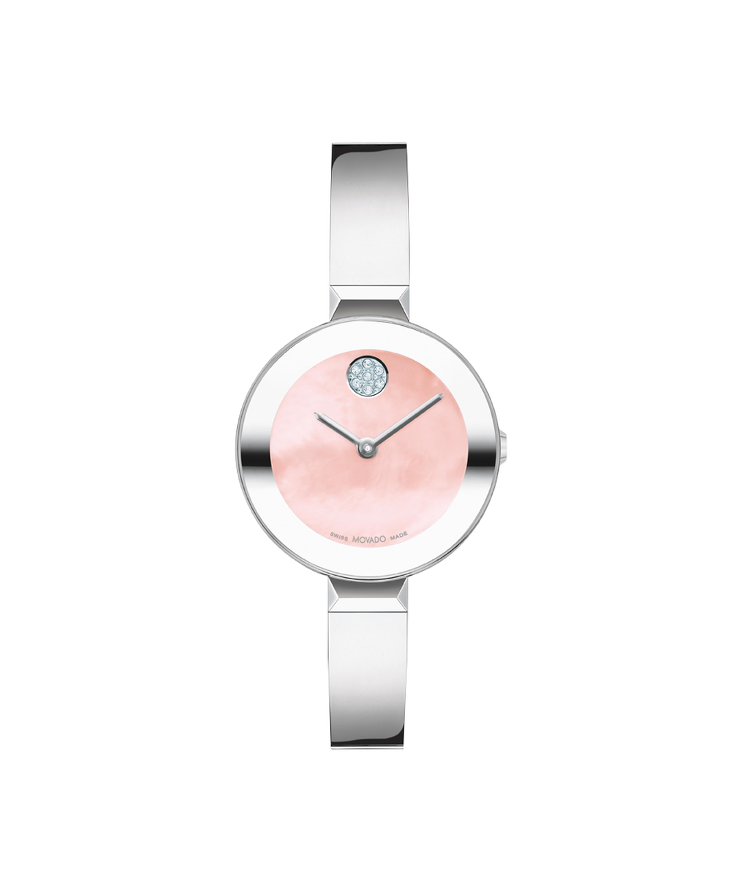 Movado's BOLD Bangle with Pink Mother-of-Pearl Museum Dial & Crystals