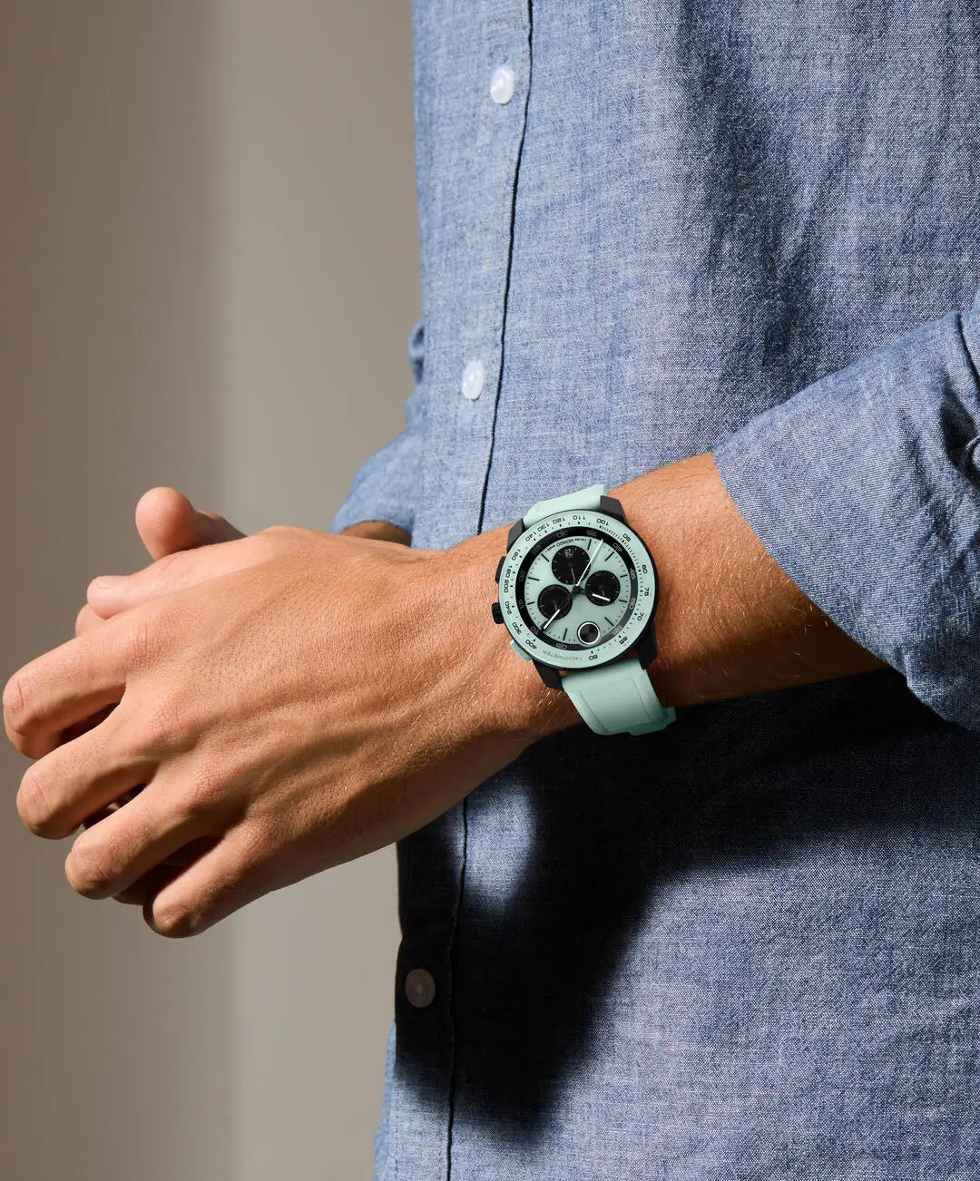Movado's BOLD TR90 with Blue Seafoam Chronograph Dial