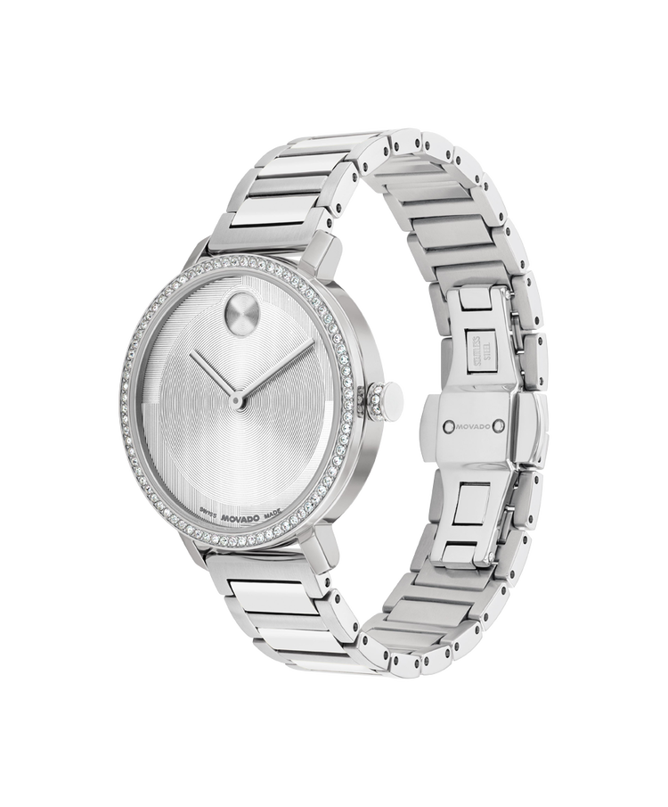 Movado's BOLD Evolution 2.0 with Silver-toned Museum Dial & Crystals