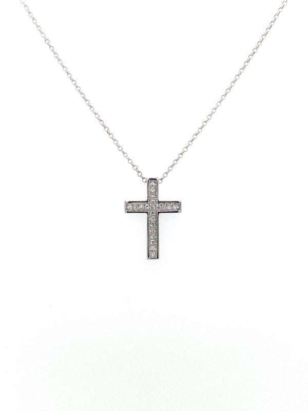 Jai's 14K White Gold Diamond Cross Necklace - 18"