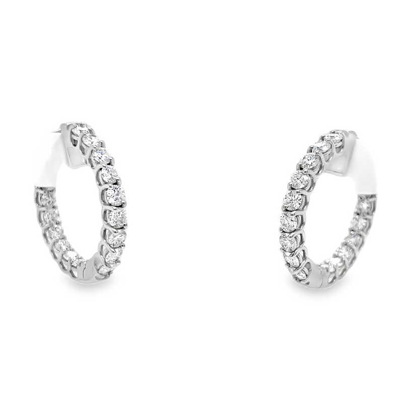 Hans Krieger's 18K White Gold Petite Diamond Hoops