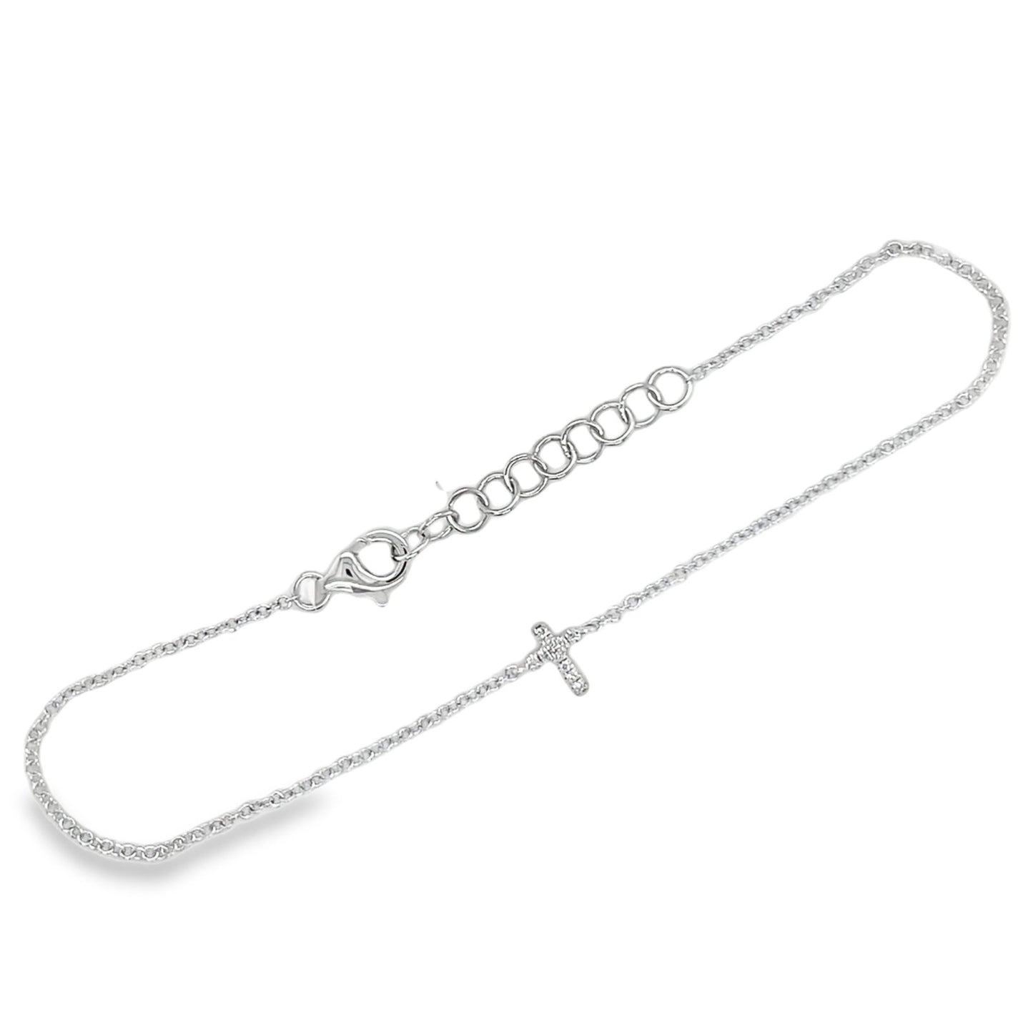 Jai's 14K White Gold Diamond Cross Bracelet