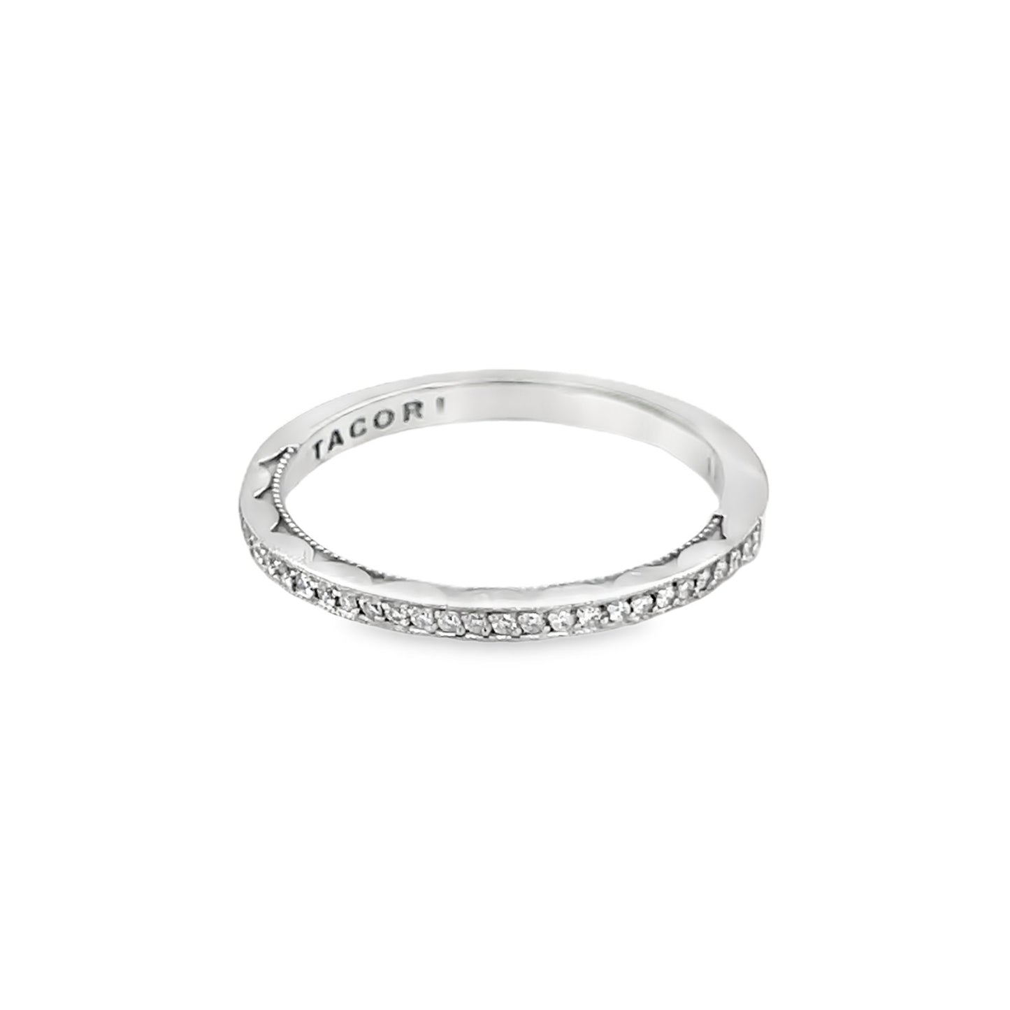 Tacori's 18K White Gold Dantela Half-way Diamond Wedding Band