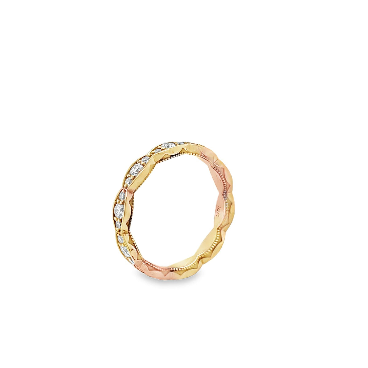 Tacori's 18K Rose Gold Sculpted Crescent Eternity Diamond Wedding Band