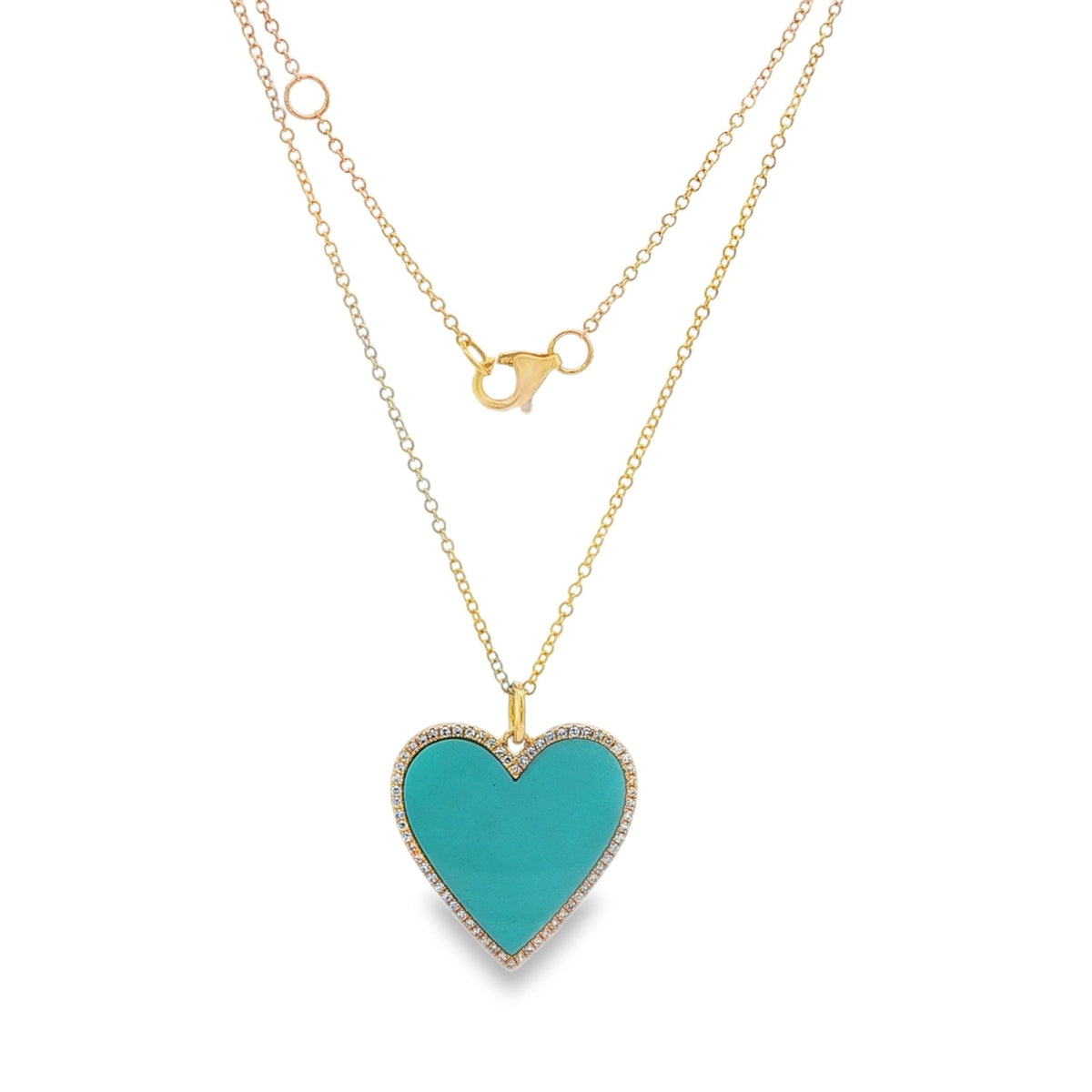 Jai's 14K Yellow Gold Turquoise & Diamond Heart Necklace