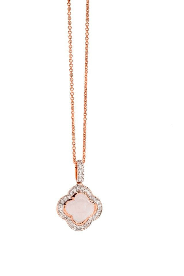Hulchi Belluni's 18K Rose Gold Quartz & Diamond Quadrifoglio Necklace