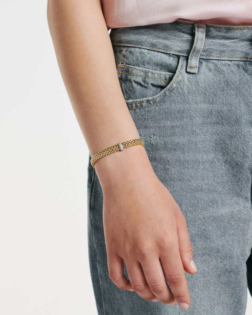 Fope's 18K Yellow Gold Vendome Flex'it Diamond Bracelet