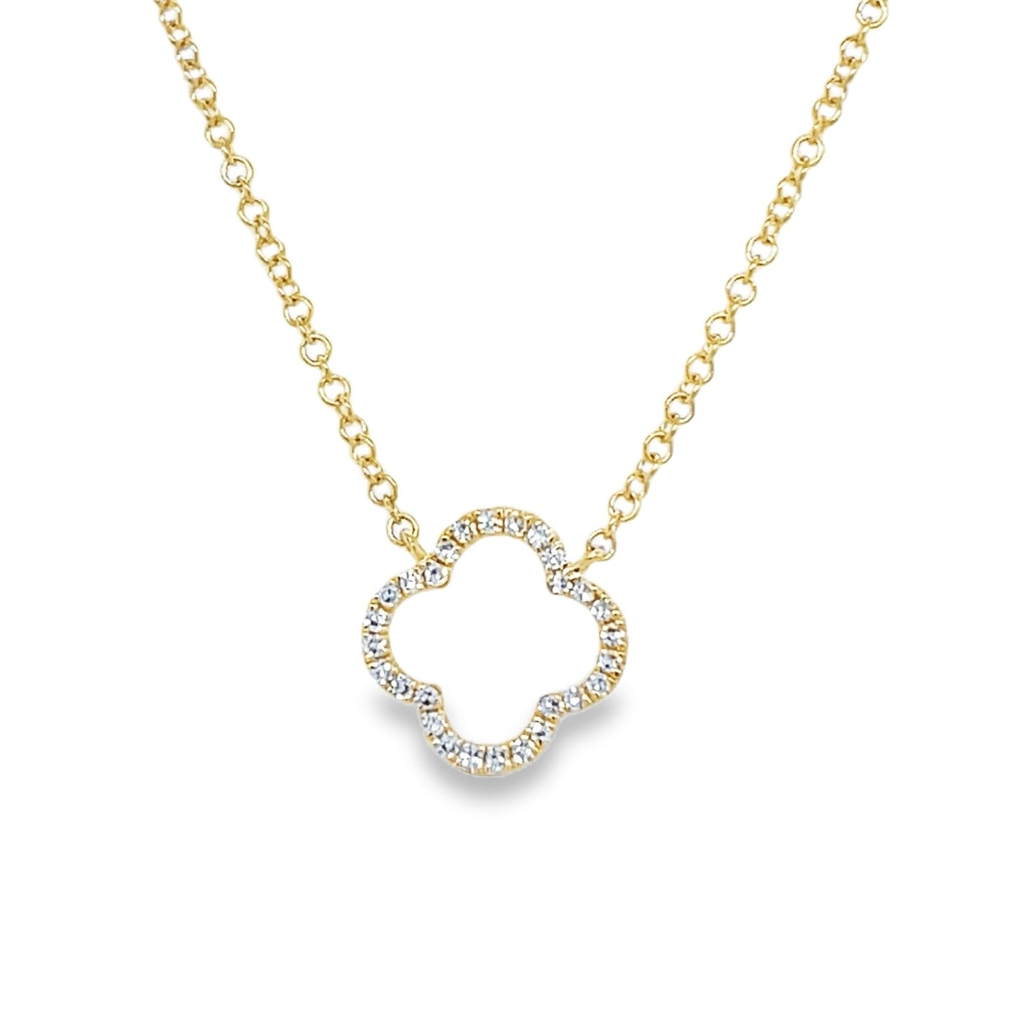 Jai's 14K Yellow Gold Diamond Clover Necklace