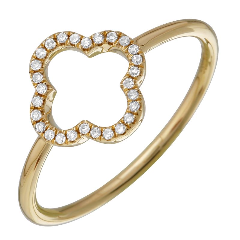 Jai's 14K Yellow Gold Diamond Clover Ring