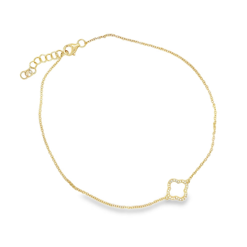 Jai's 14K Yellow Gold Diamond Quatrefoil Anklet