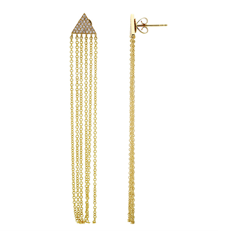 Jai's 14K Yellow Gold Diamond Triangle Drop Earrings