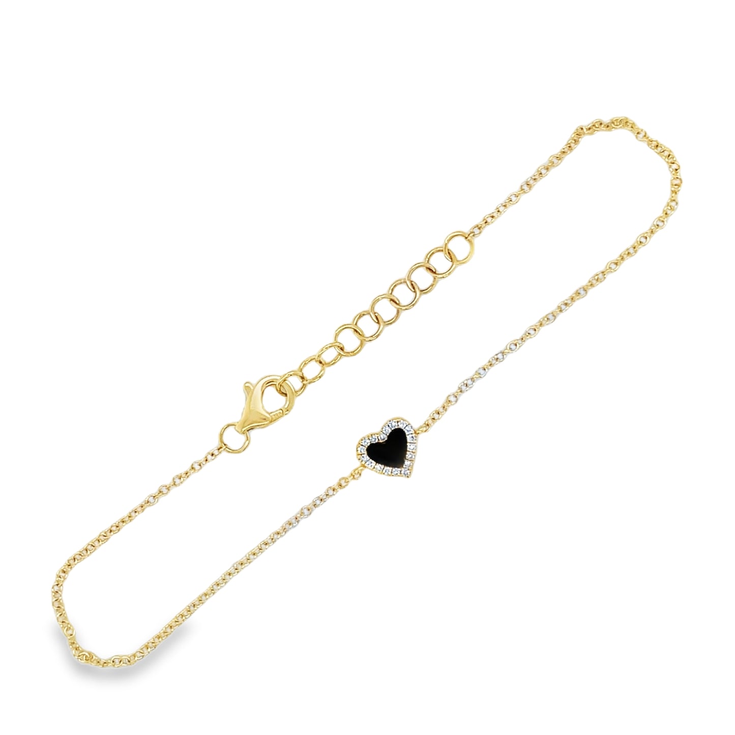 Jai's 14K Yellow Gold Diamond & Onyx Heart Bracelet
