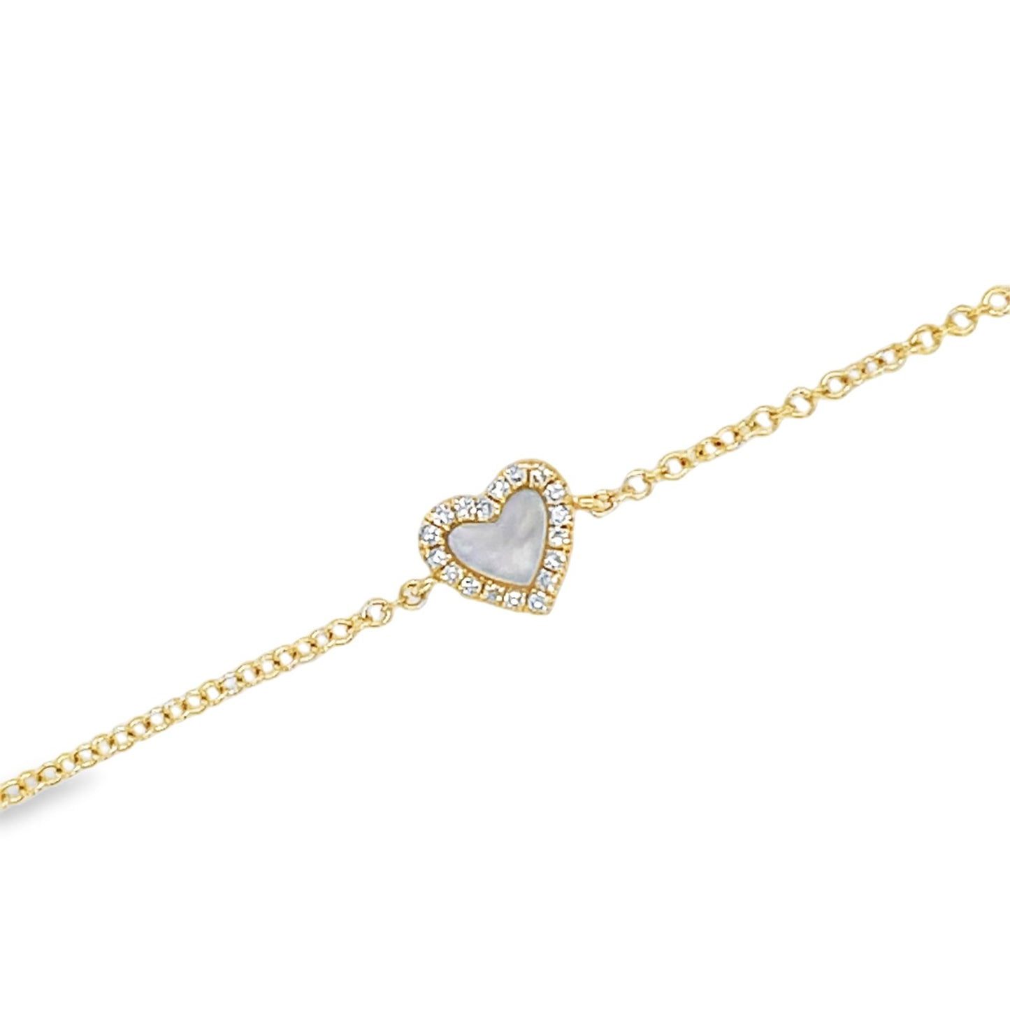 Jai's 14K Yellow Gold Diamond & Mother-of-Pearl Heart Bracelet