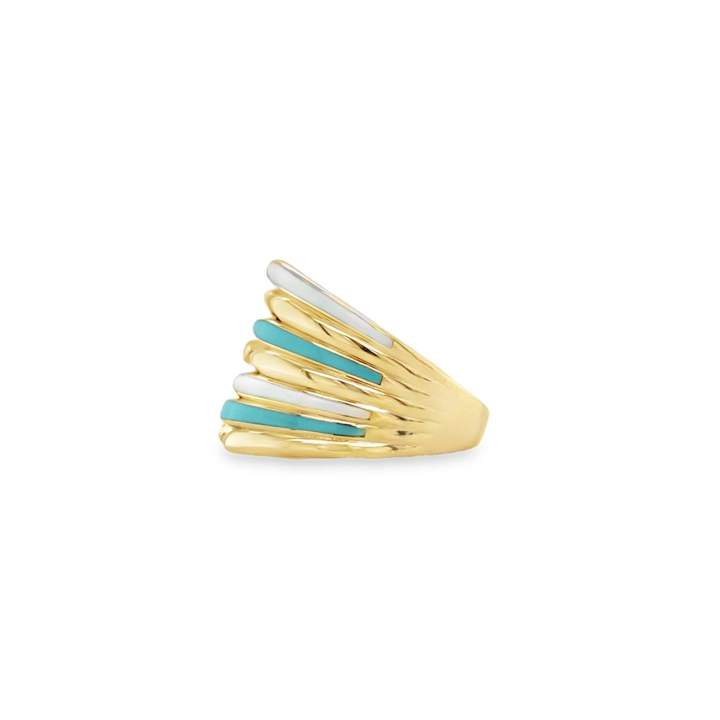 Jai's 14K Yellow Gold Turquoise Open-band Ring