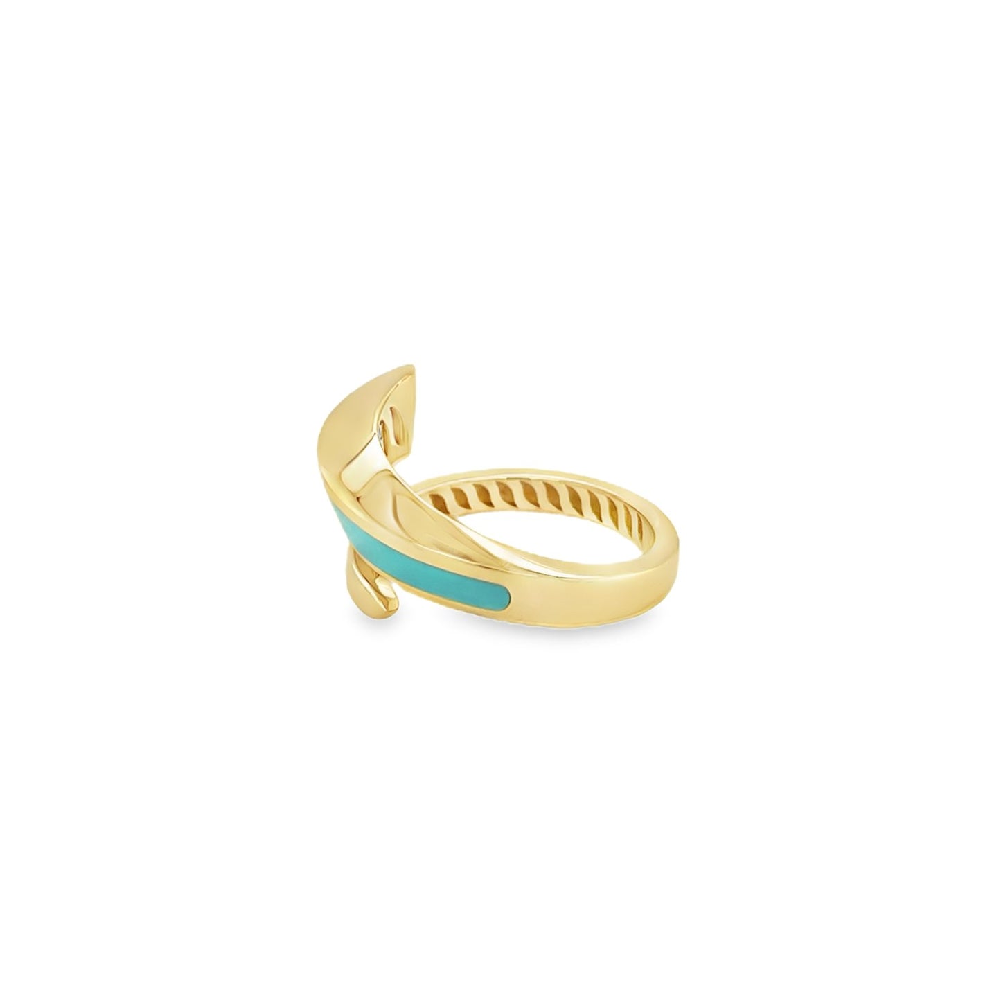 Jai's 14K Yellow Gold Turquoise-accented Spiral Ring