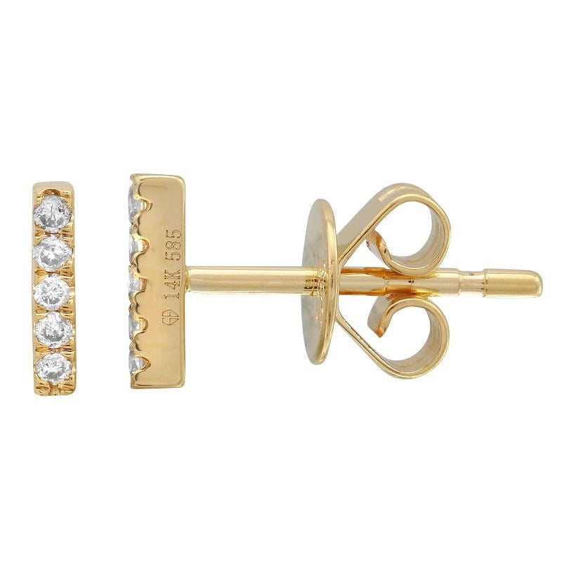 Jai's 14K Yellow Gold Diamond Bar Studs