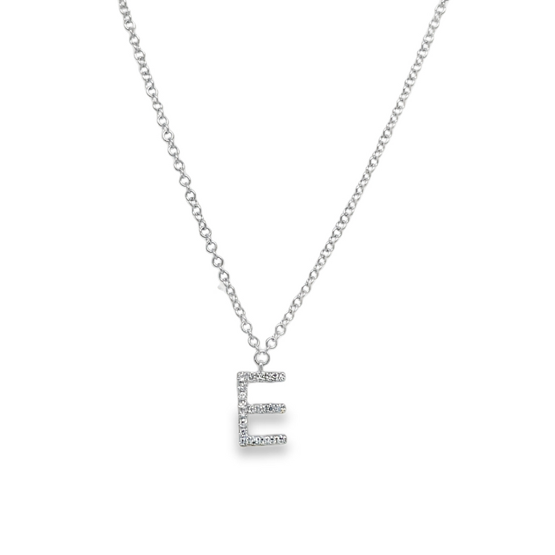 Jai's 14K White Gold Diamond Initial E Necklace