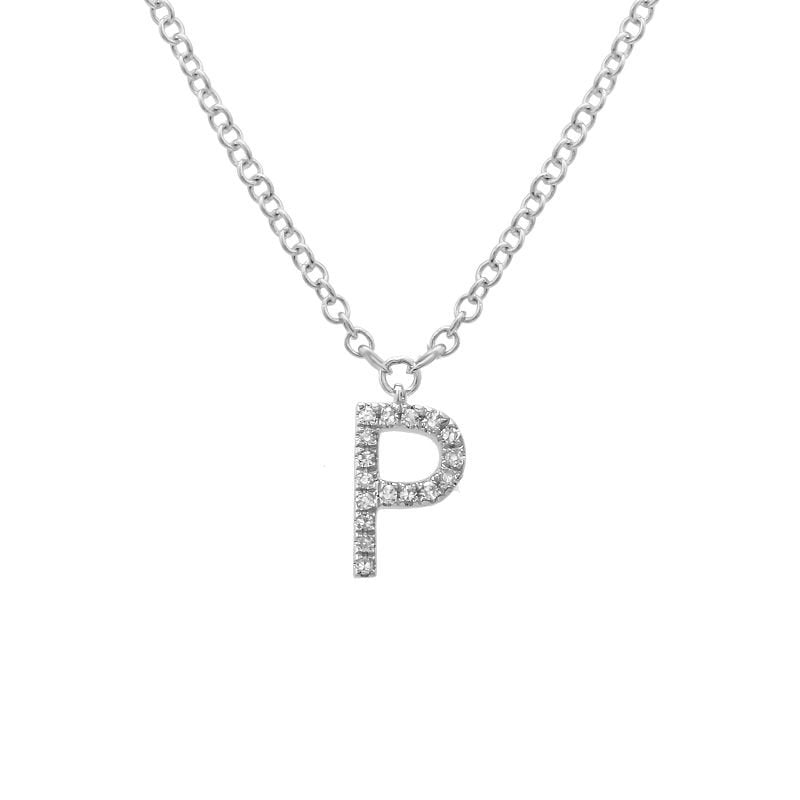 Jai's 14K White Gold Diamond Initial P Necklace