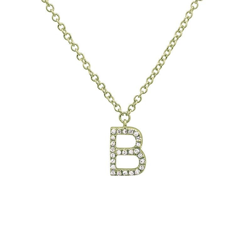 Jai's 14K Yellow Gold Diamond Initial B Necklace - 18"