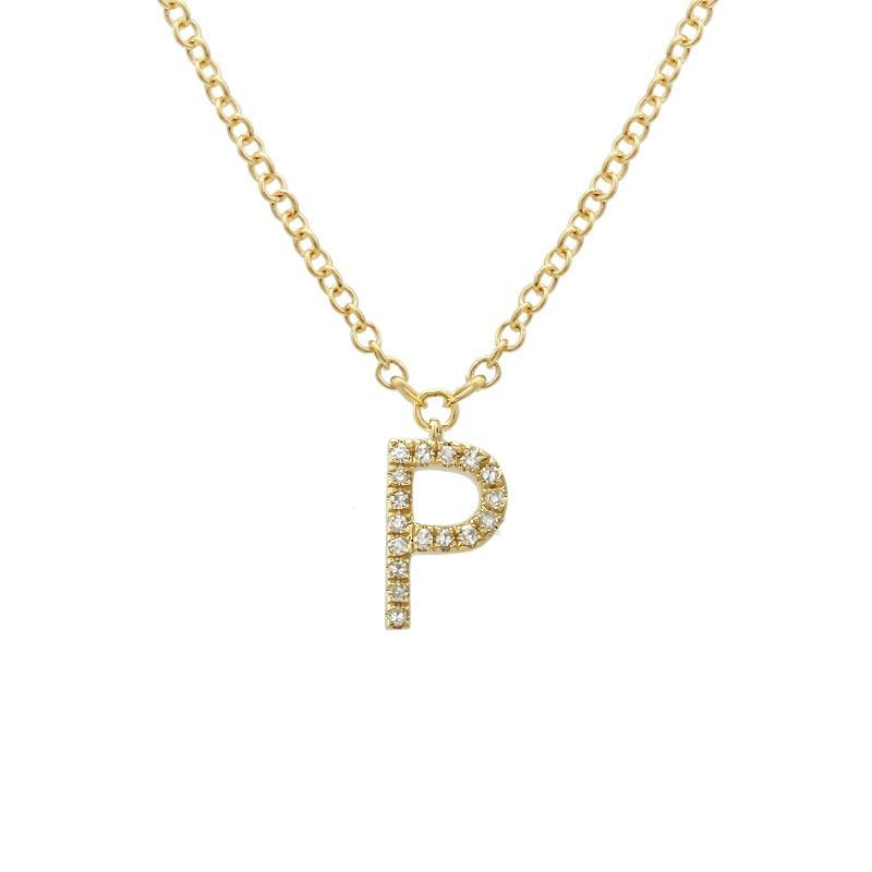 Jai's 14K Yellow Gold Diamond Initial P Necklace