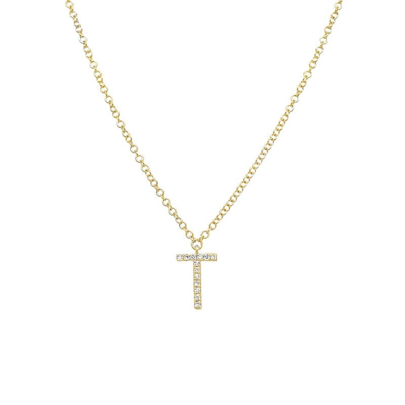 Jai's 14K Yellow Gold Diamond Initial T Necklace