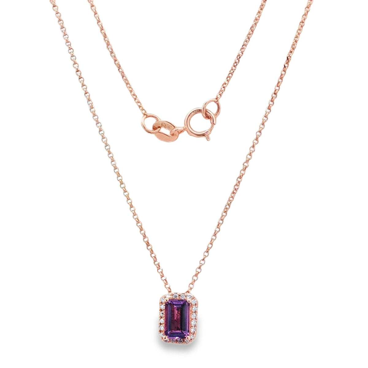 Jai's 14K Rose Gold Emerald-cut Amethyst & Diamond Necklace