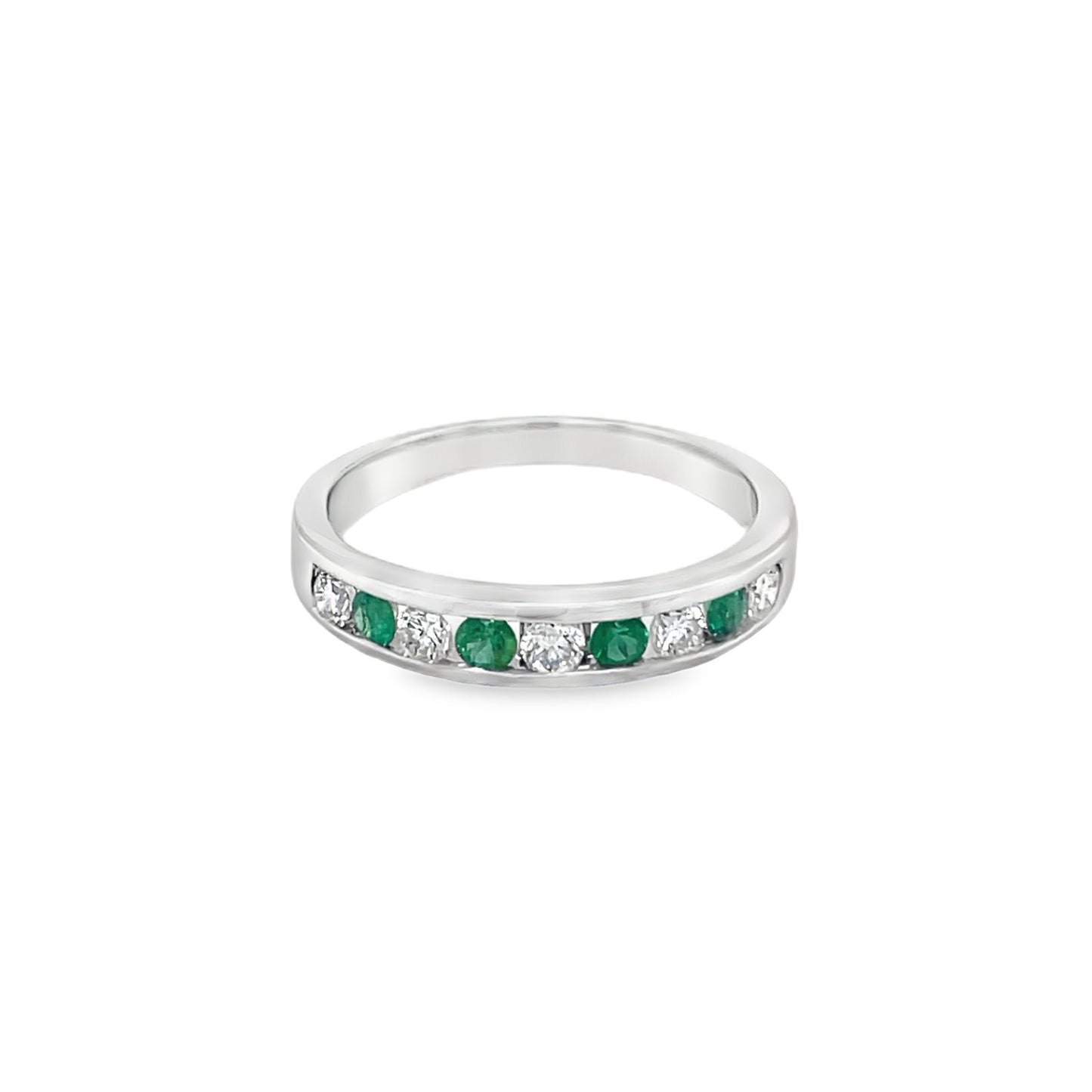 Jai's 14K White Gold Emerald & Diamond-inset Ring