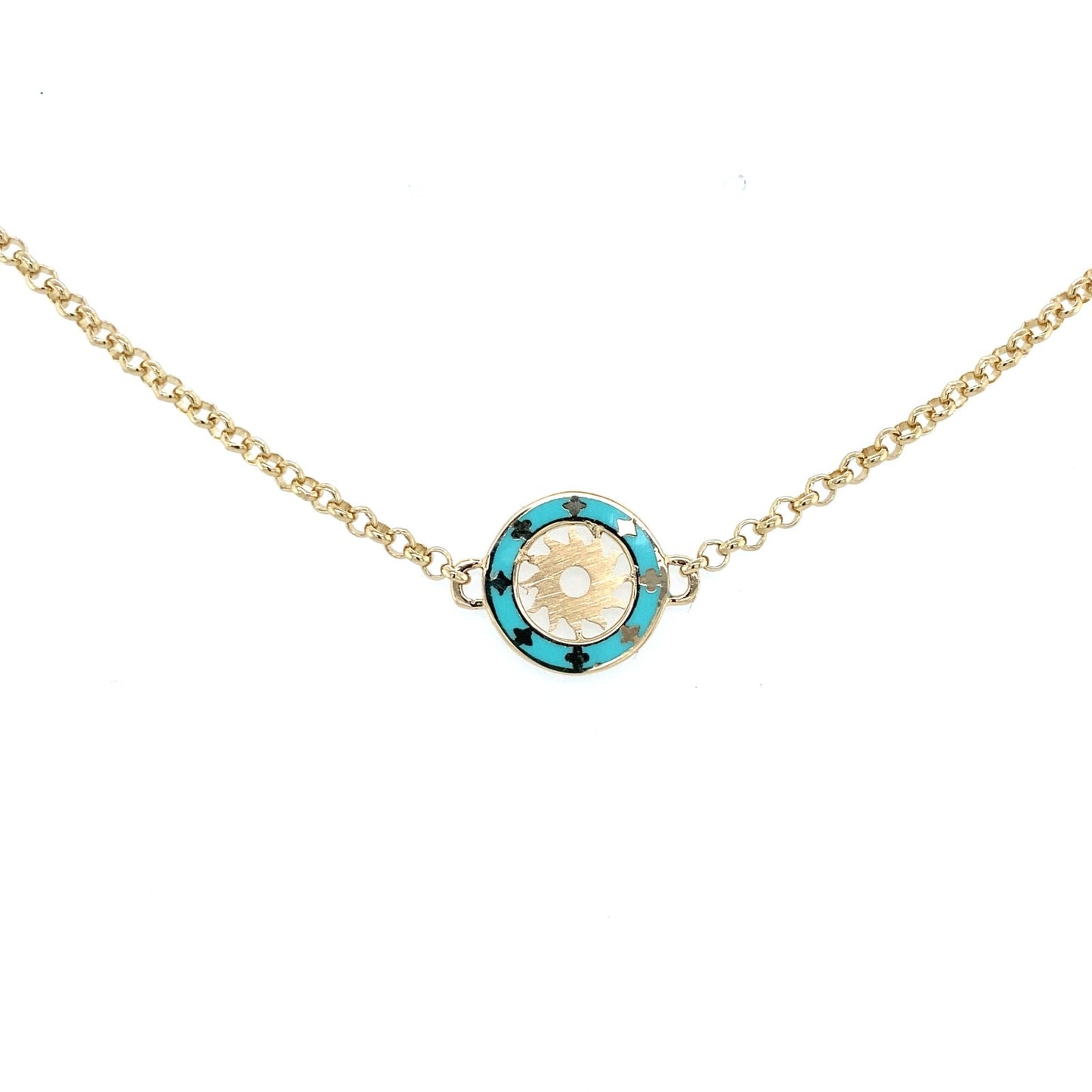 Jai's 14K Yellow Gold Reversible Turquoise & White Sun Anklet