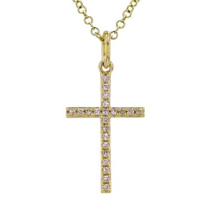 Jai's 14K Yellow Gold Diamond Cross Necklace
