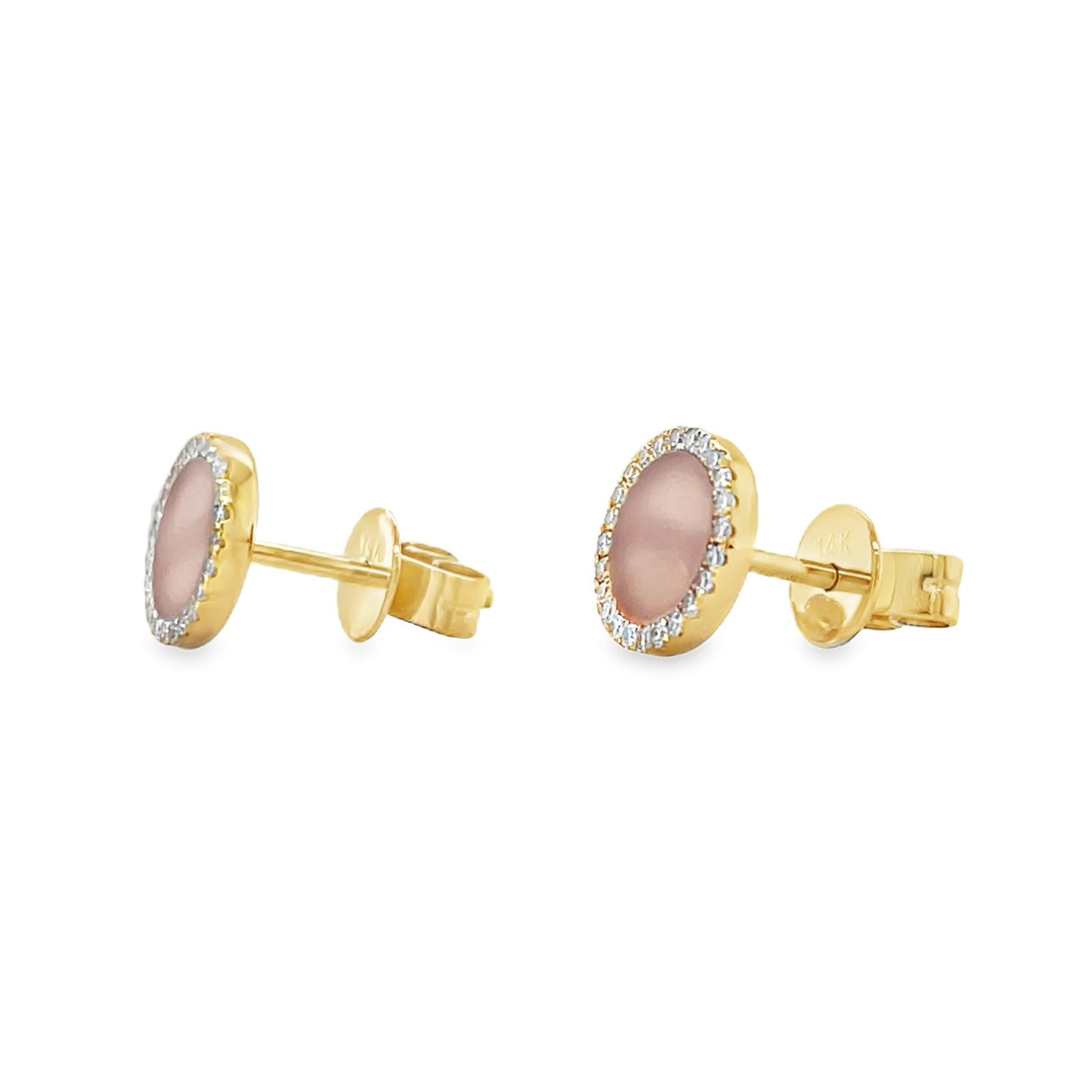 Jai's 14K Yellow Gold Pink Opal & Diamond Studs