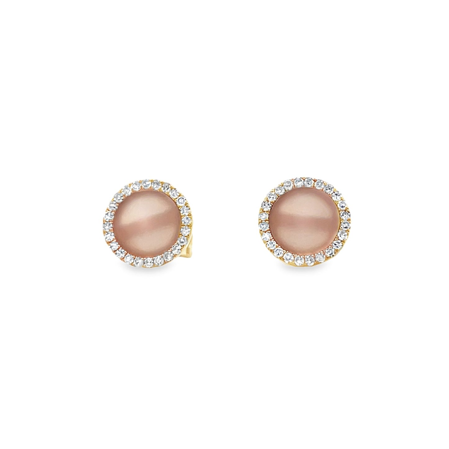 Jai's 14K Yellow Gold Pink Opal & Diamond Studs