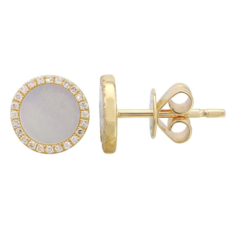 Jai's 14K Yellow Gold Mother-of-Pearl & Diamond Studs