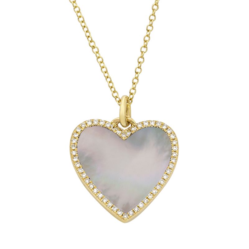 Jai's 14K Yellow Gold Diamond & Mother-of-Pearl Heart Necklace