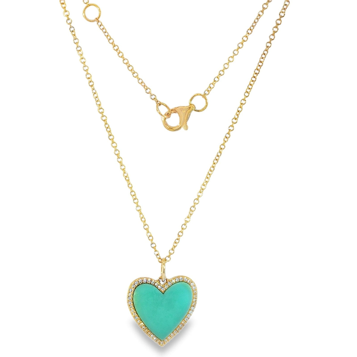 Jai's 14K Yellow Gold Turquoise & Diamond Heart Necklace